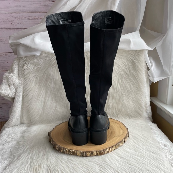 LIKE NEW Steve Madden Rino black lug sole knee high leather boots - Picture 9 of 10